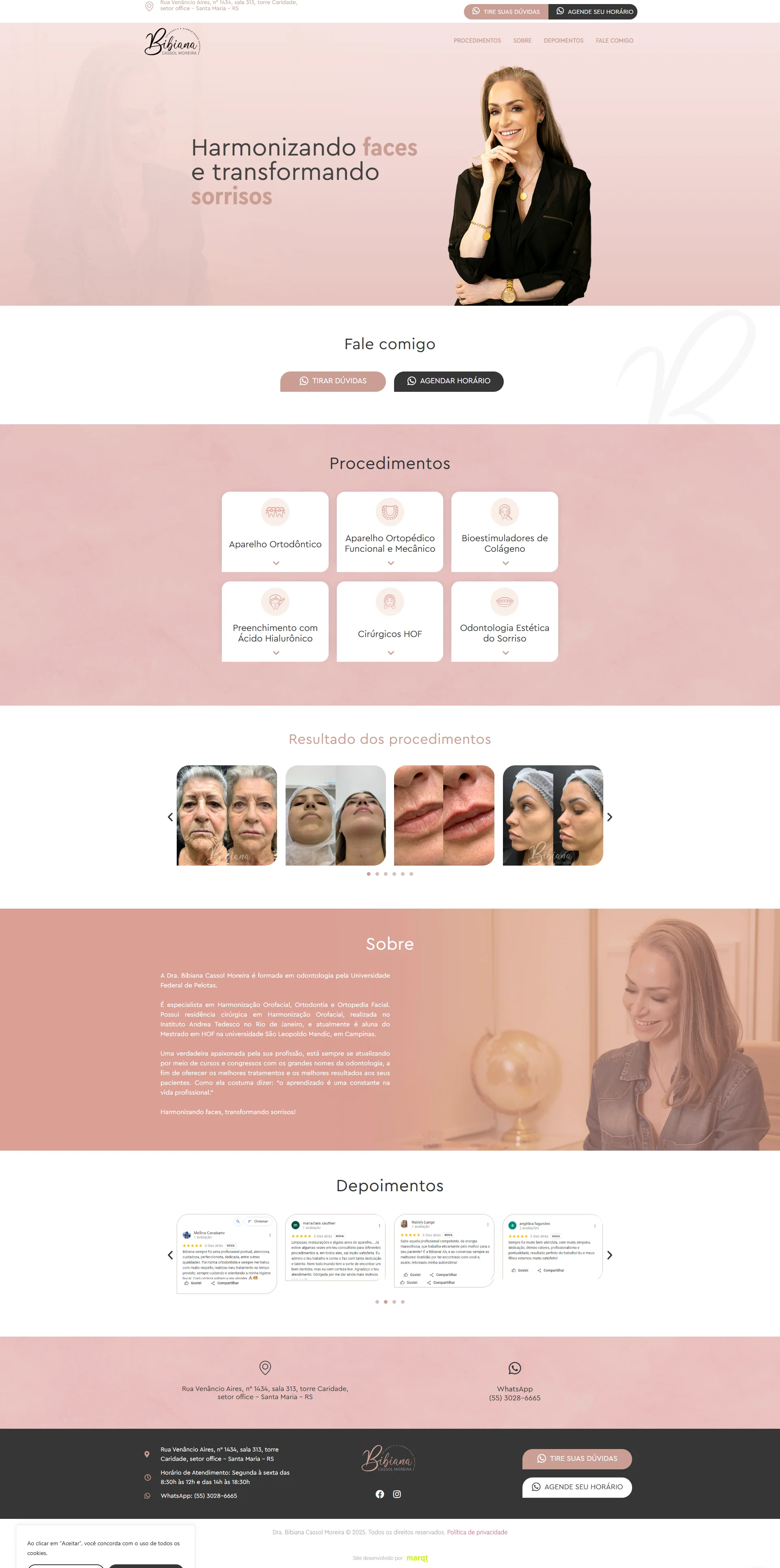 Preview completo do site Dra. Bibiana - Medicina Estética